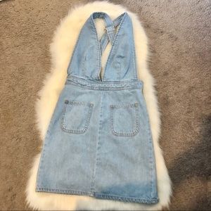 UO Plunge V-neck Denim Mini Dress BDG Size 0